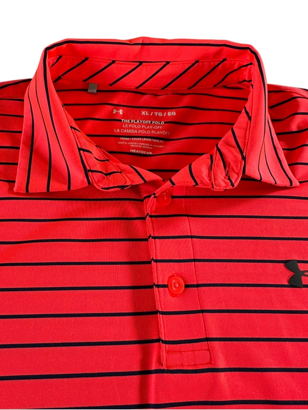 Under Armour Red Polo with Thin Black Stripes Men’s XL - Picture 3 of 9